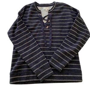 Lucky Brand Super Soft Sweatshirt Pullover Long Sleeve Top Lace Up Front Women's